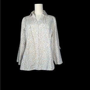 Allison Brittney Floral Top -‎ Light Blue and Olive